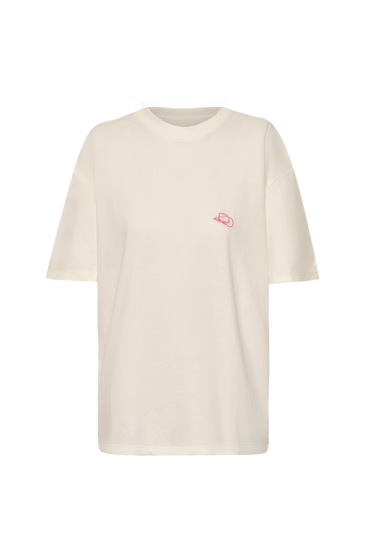 CAMISETA IVORY SOMBRERO FUCSIA
