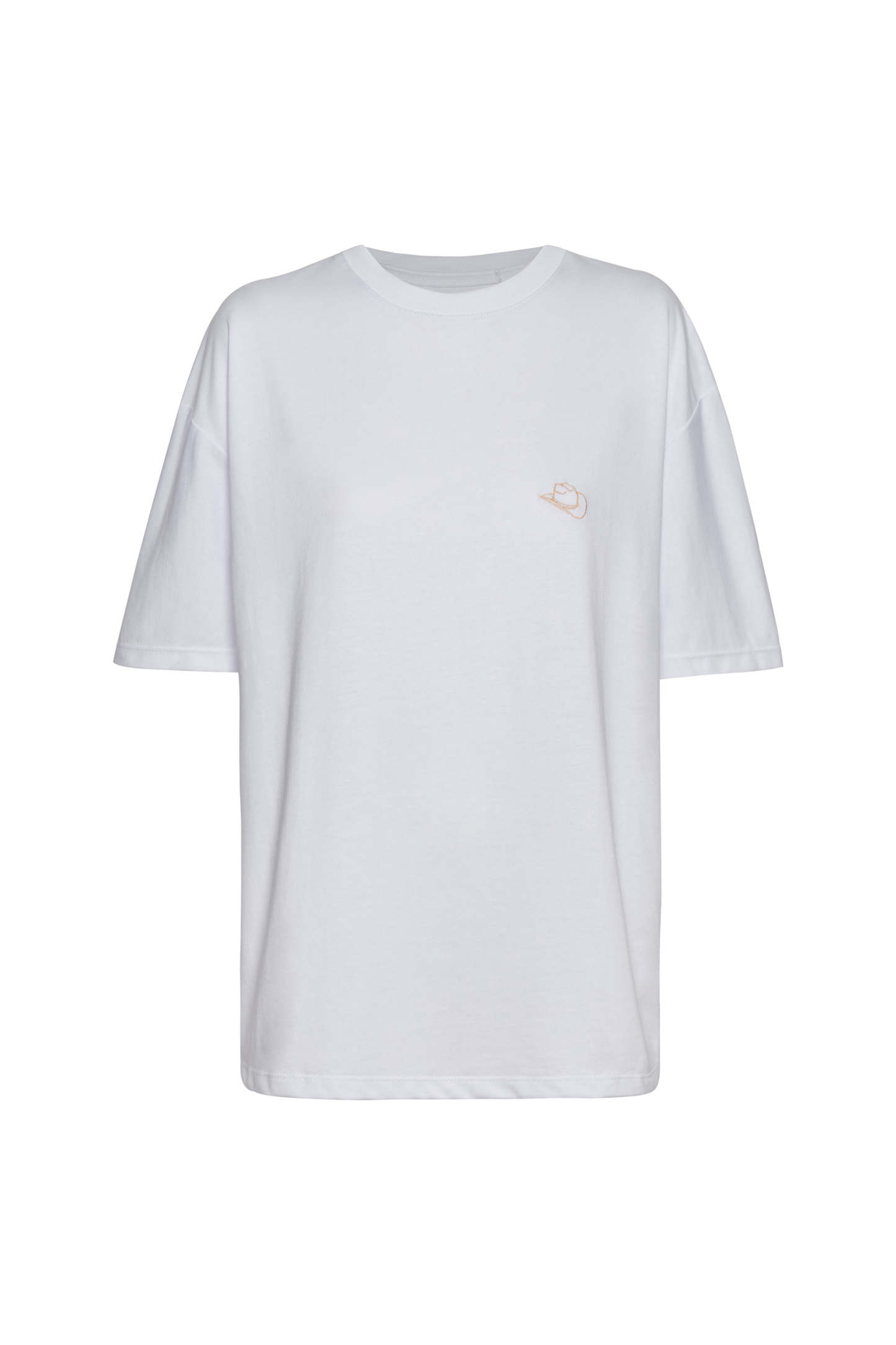 CAMISETA BLANCA SOMBRERO DORADO