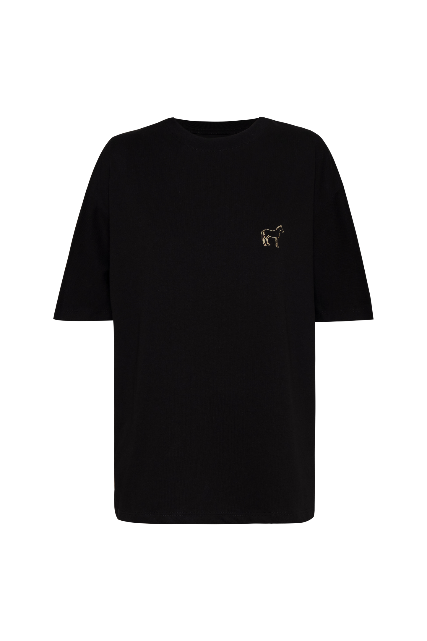 CAMISETA NEGRA CABALLO DORADO