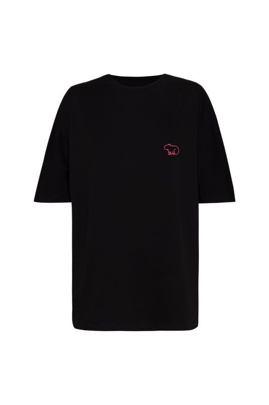CAMISETA NEGRA CHIGUIRO FUCSIA